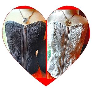 FASHION TO FIGURE SIZE 3 OPEN CROCHET CORSET IVORY WHITE ONLY) - BLACK SOLD!